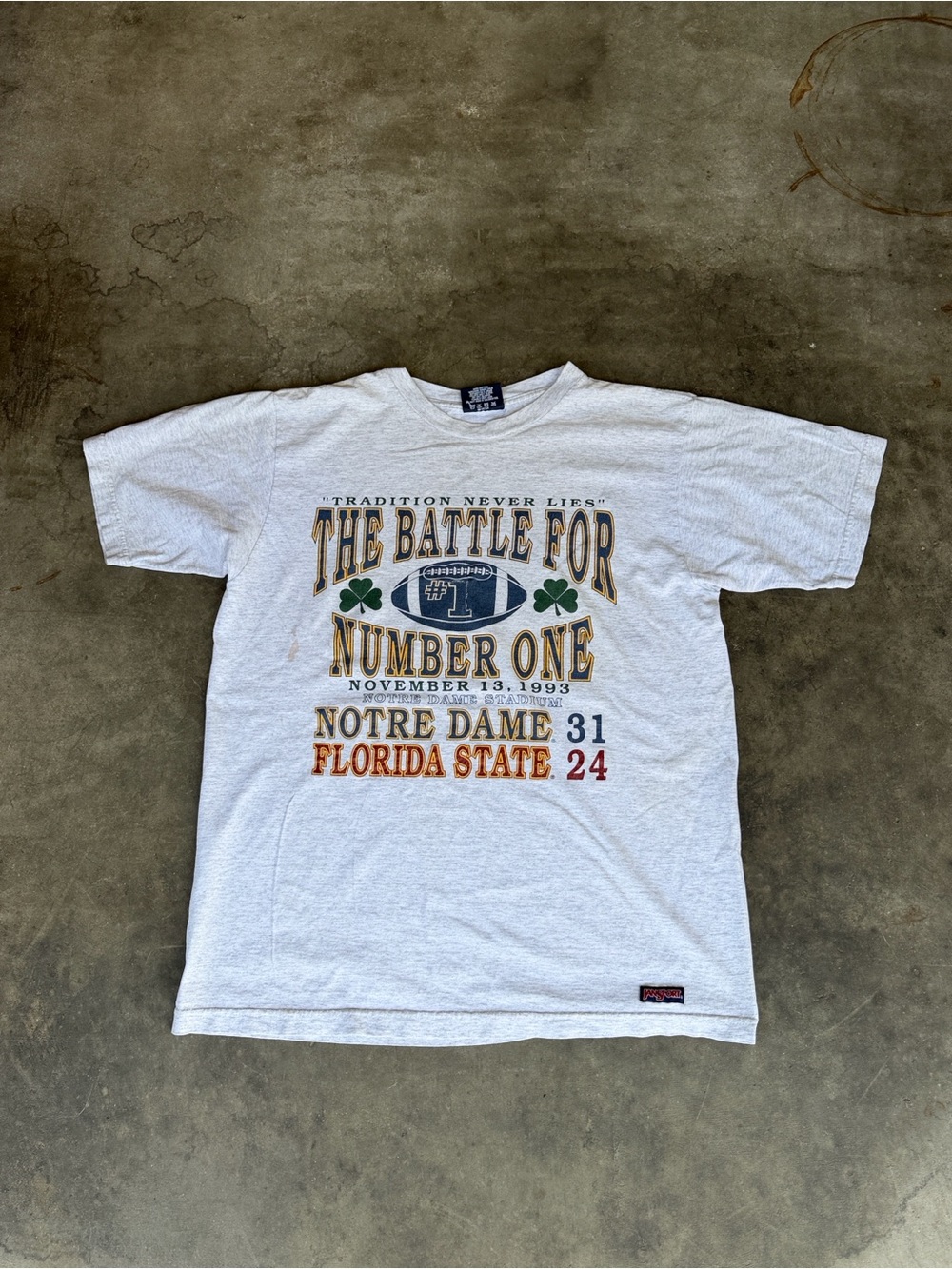 ‘93 JanSport Single Stitch Notre Dame, Florida St Tradition Conquers The Polls M